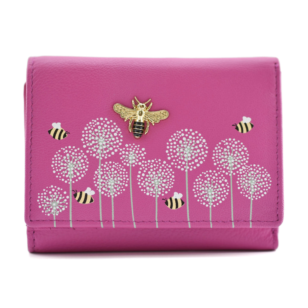 Mala Leather Pink Moonflower Trifold Bee Purse with RFID (3552 56)