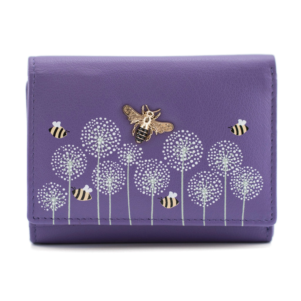 Mala Leather Purple Moonflower Trifold Bee Purse with RFID (3552 56)
