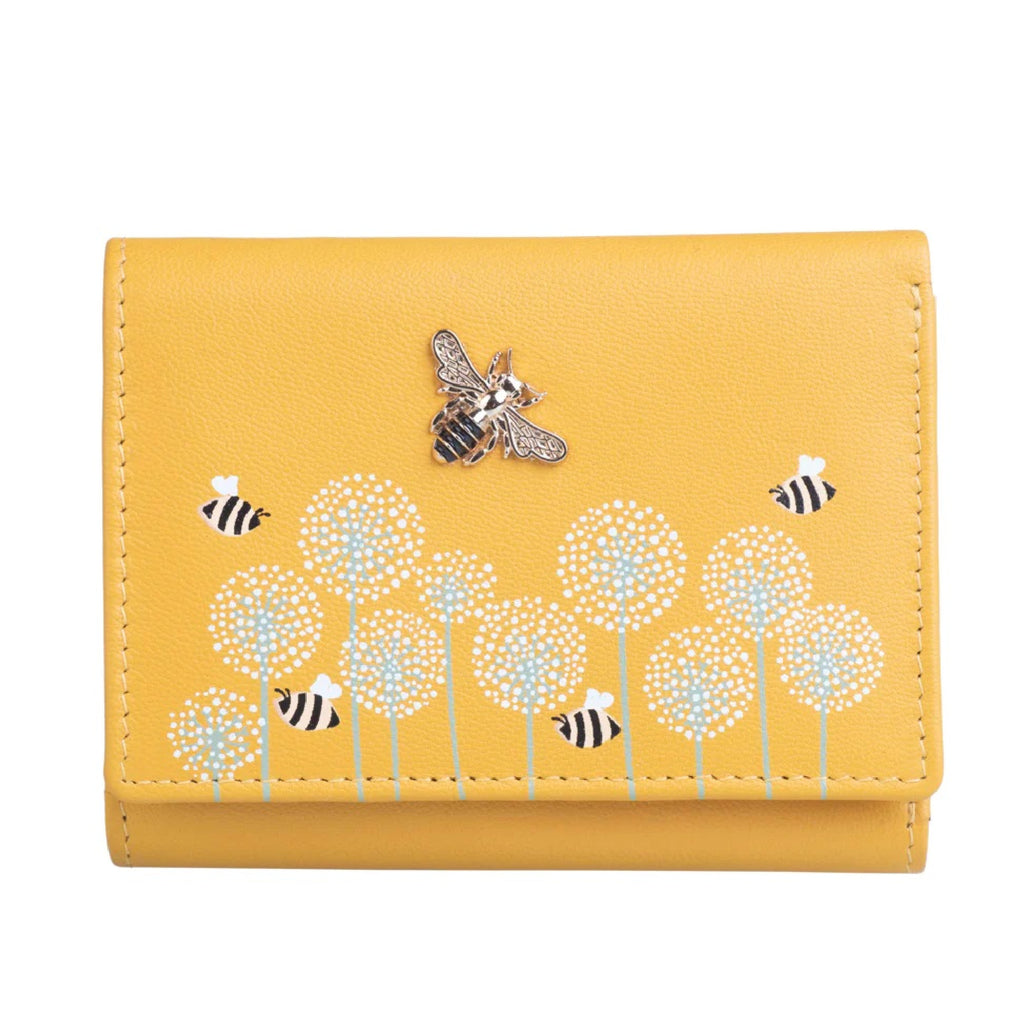 Mala Leather Yellow Moonflower Trifold Bee Purse with RFID (3552 56)