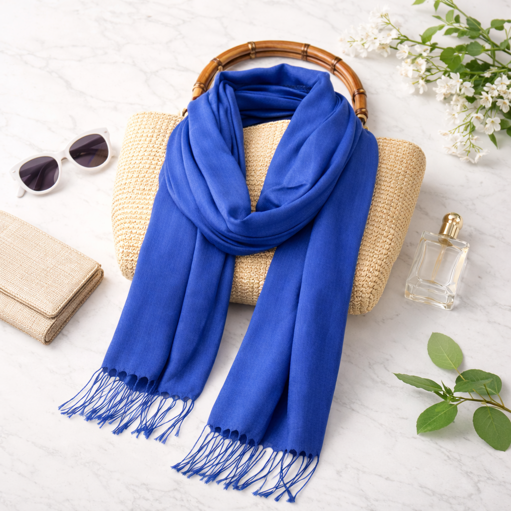 Royal Blue Plain Scarf Soft Lightweight Shawl Wrap Women – Hothouse