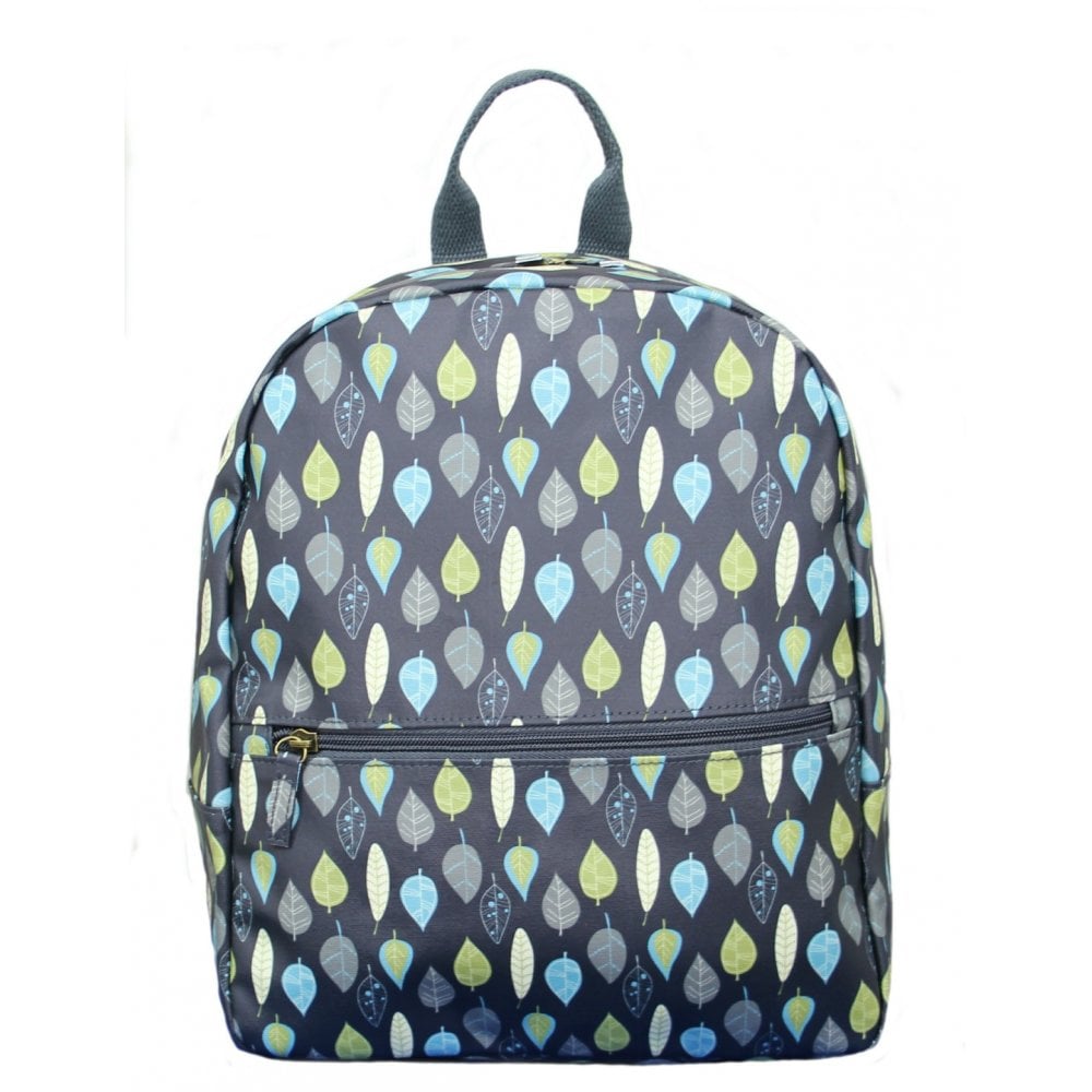 Peony Leaves Matt Oilcloth Backpack - Charcoal