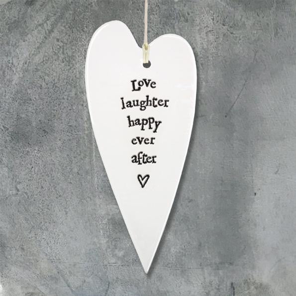 East of India - Porcelain Hanging Heart - Love, laughter (2037) - Hothouse