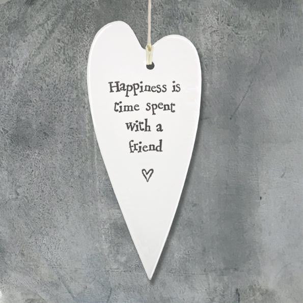East of India - Porcelain Hanging Heart - Happiness is time - Hothouse
