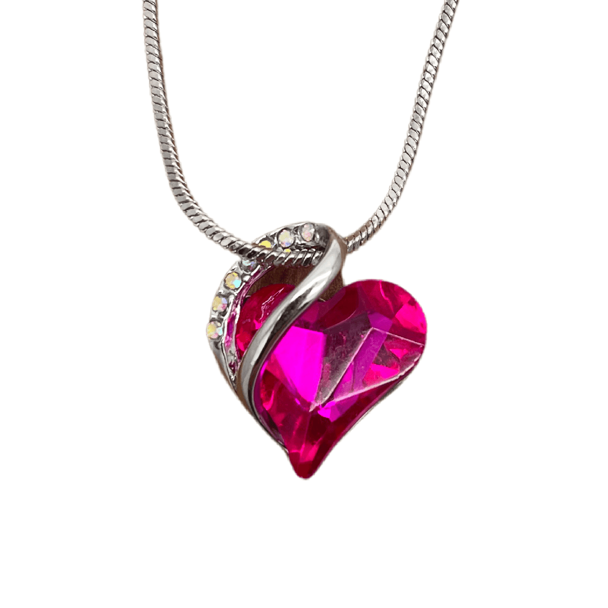 VVV】Highteen Double Heart Pink Beads Chain Necklace VVV VVV】Highteen Double Heart Pink Beads Chain Necklace VVV