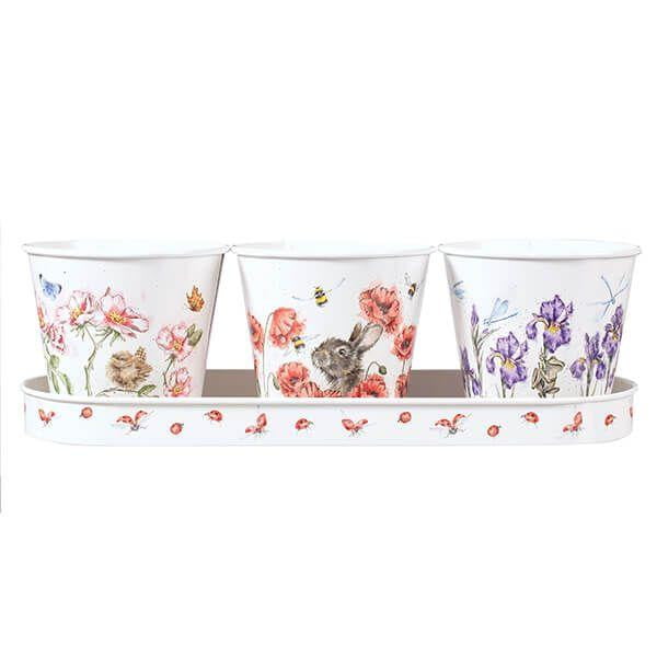 Wrendale Designs - Floral Herb Pots and Tray (GR007) - Hothouse