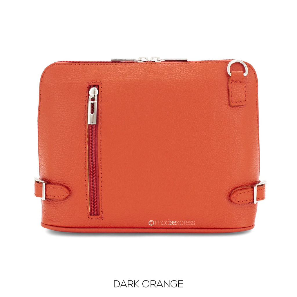 Italian Leather Cross Body Bag with Side Buckles & Detachable Strap - Hothouse