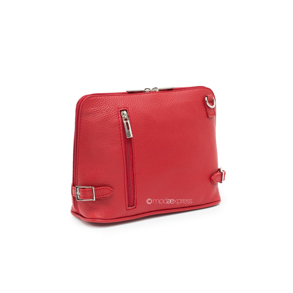Italian Leather Cross Body Bag with Side Buckles & Detachable Strap - Hothouse