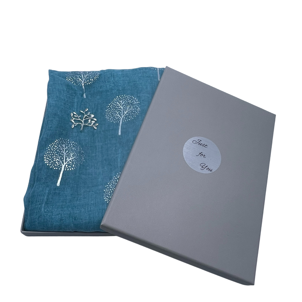 Just for You - Turquoise Tree of Life Scarf & Brooch Set with Gift Box