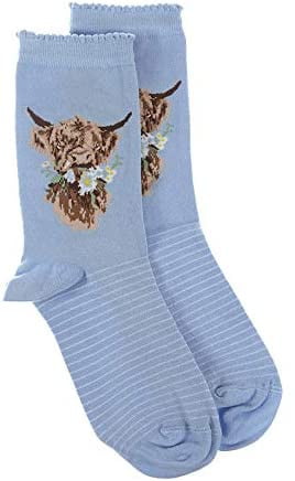 Wrendale Designs 'Daisy Coo' Highland Cow Bamboo Socks - Hothouse