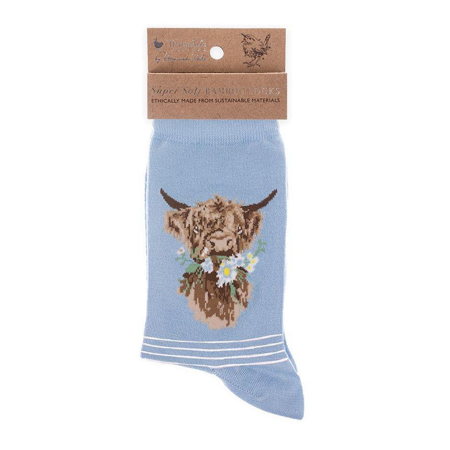 Wrendale Designs 'Daisy Coo' Highland Cow Bamboo Socks - Hothouse