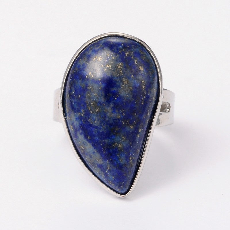 Teardrop Natural Lapis Lazuli Adjustable Ring