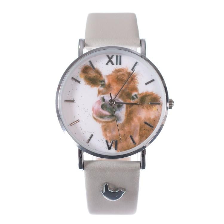 Wrendale Designs ' Mooo' Cow Watch with Leather Strap - Hothouse