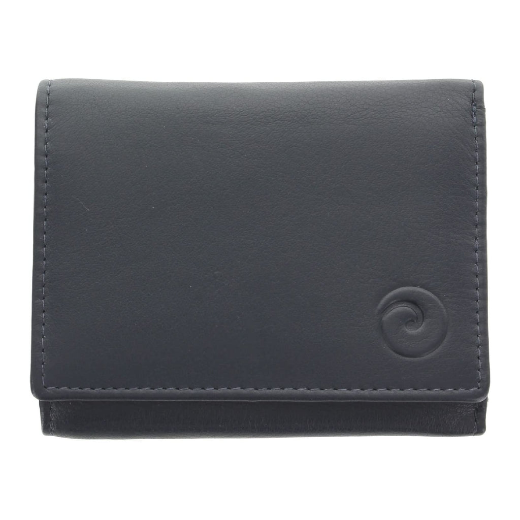 Mala Leather Small Navy Trifold Purse with RFID