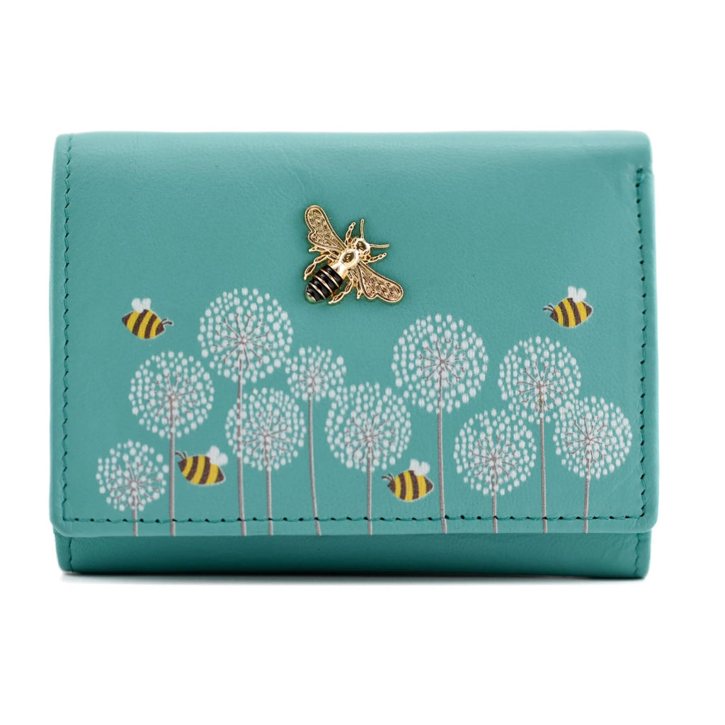Mala Leather Turquoise Moonflower Trifold Bee Purse with RFID (3552 56)