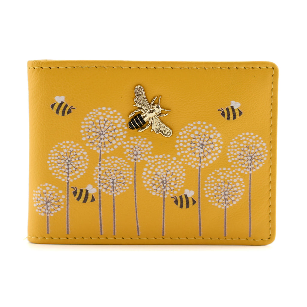 Mala LeatherYellow Moonflower Bee Card Holder with RFID (660 56)