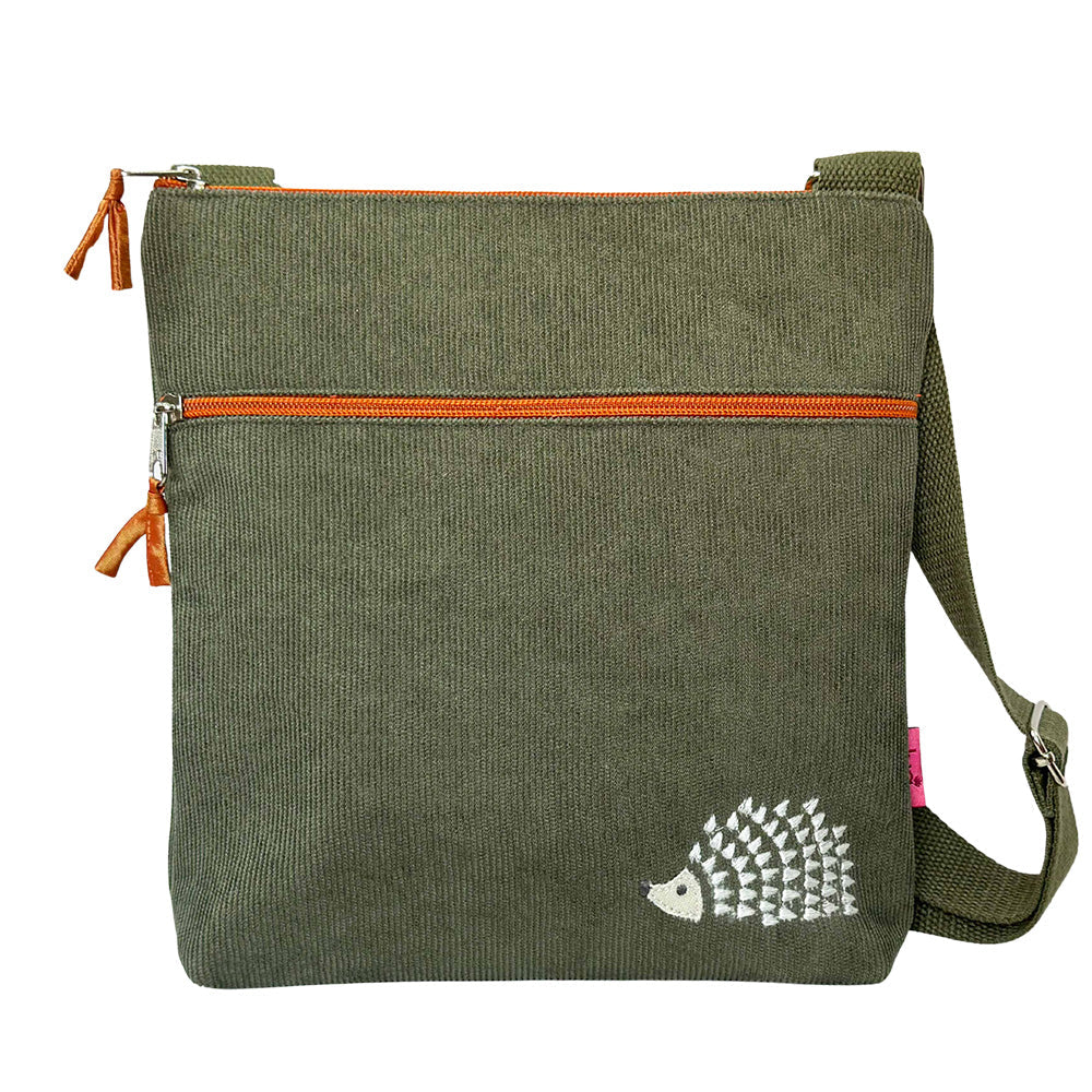 Lua Fairtrade Hedgehog Cross Body Bag – Olive Corduroy