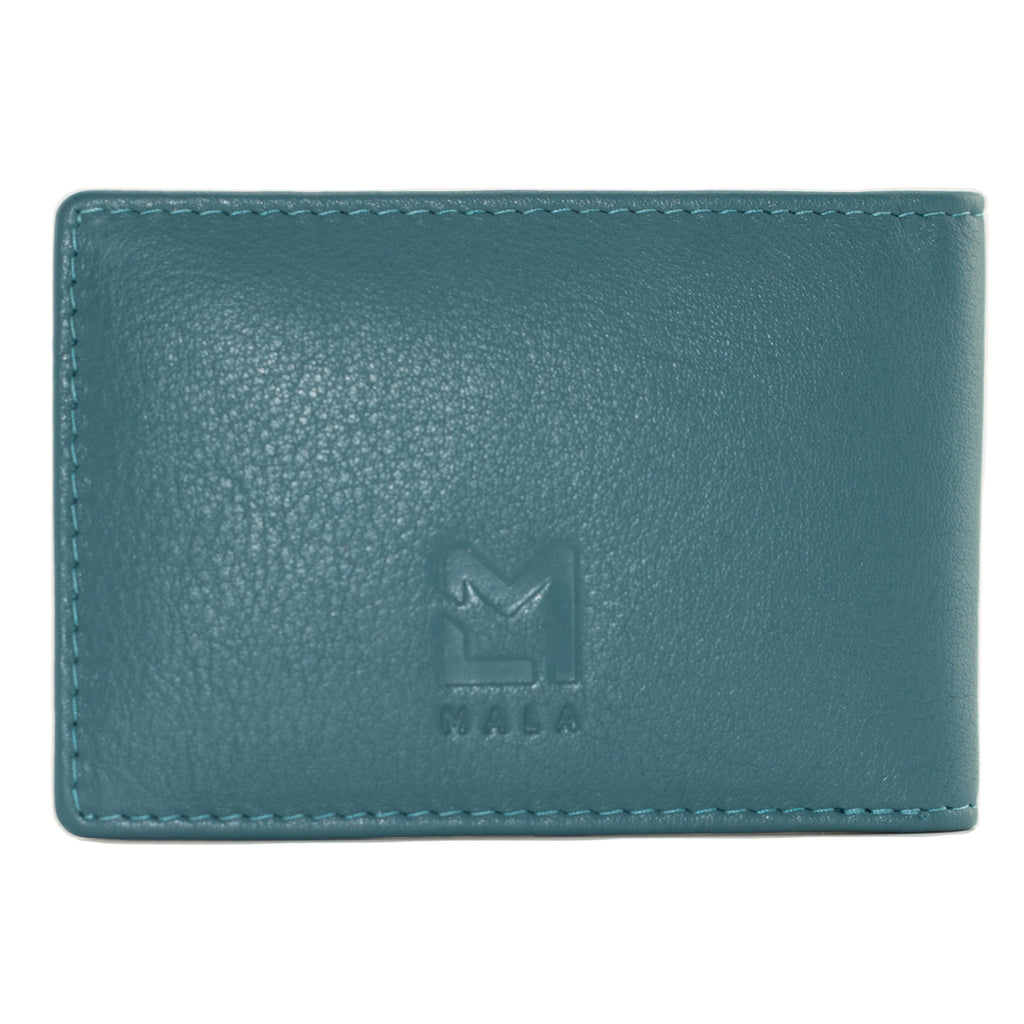 Monedero Compacto Mala Leather Ollie Para Mujer - Protección RFID, Cuero Suave, Azul, 14x9x3 Cm