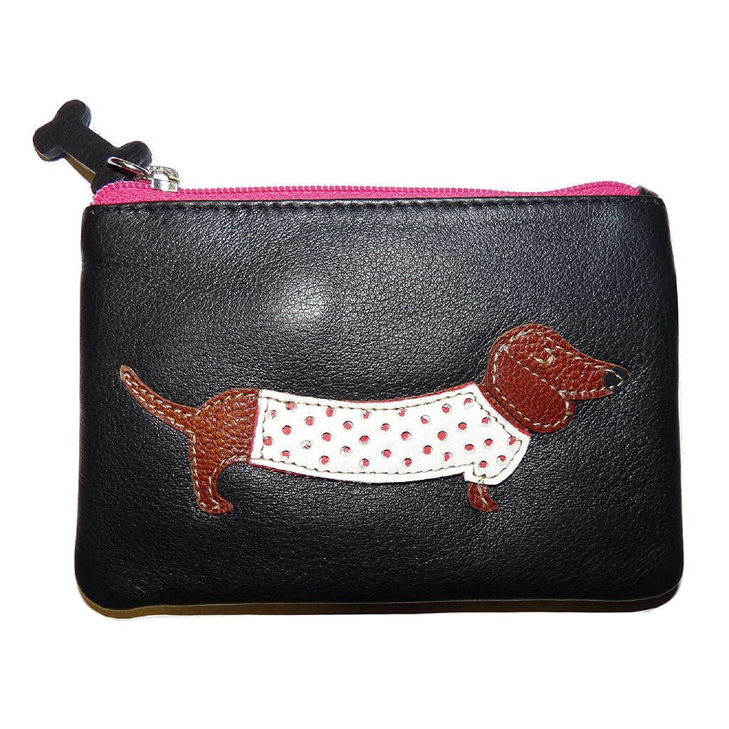Mala Leather Black Sausage Dog Coin Purse with RFID Protection 4133 65
