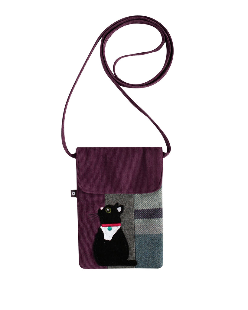 Earth Squared Tweed Cat Applique Sling Bag Cross Body Bag