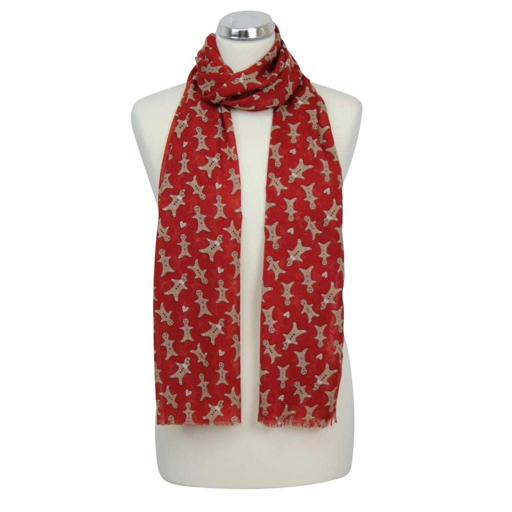 Peony Red Gingerbread Man Scarf