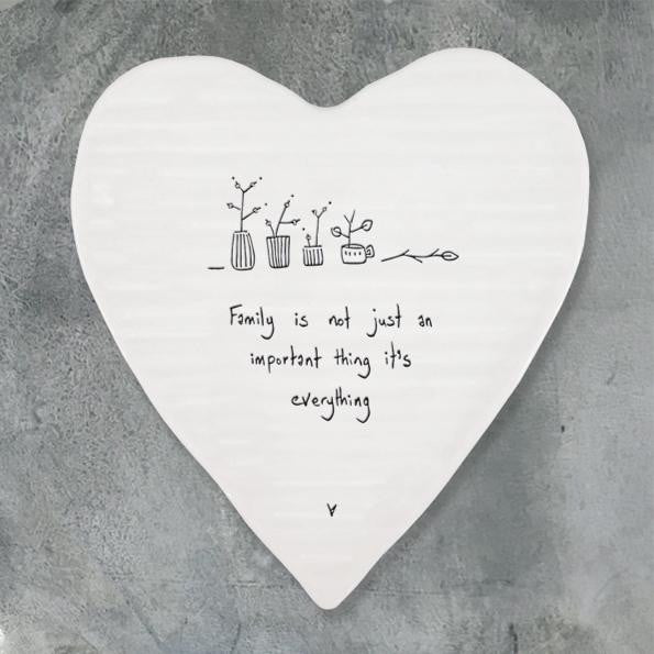 East of India Porcelain Heart Coaster - Family is everything (155) - Hothouse
