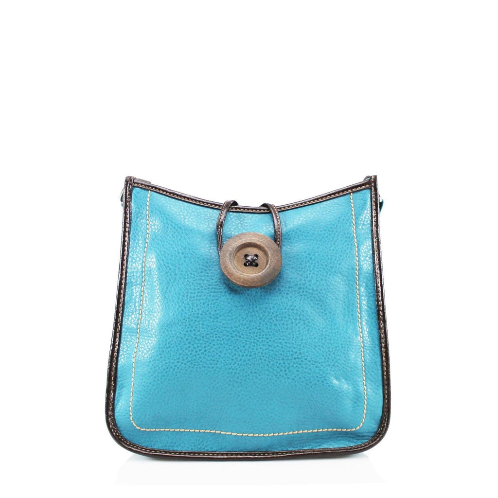 Women's Faux Leather Large Wooden Button Cross Body Bag - Turquoise