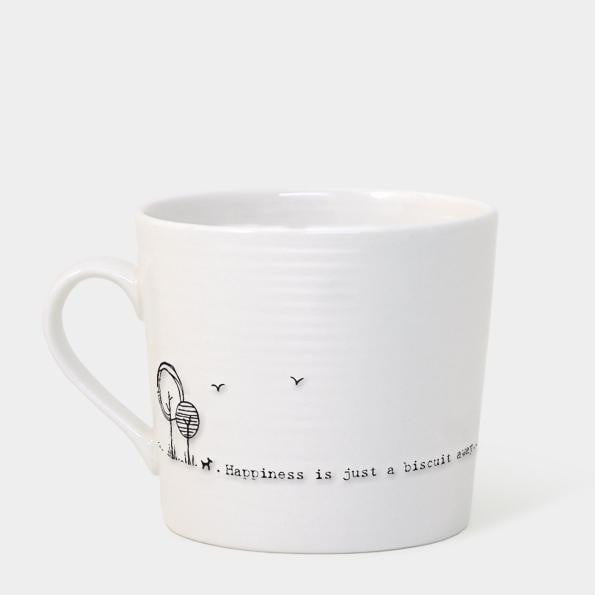 East of India Porcelain Wobbly Mug - Happiness is just a biscuit away (5905) - Hothouse