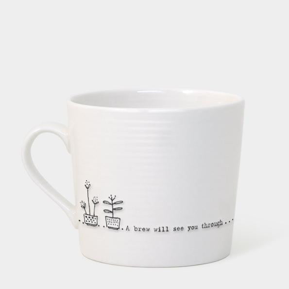 East of India Porcelain Wobbly Mug - A brew will see you through (5909) - Hothouse