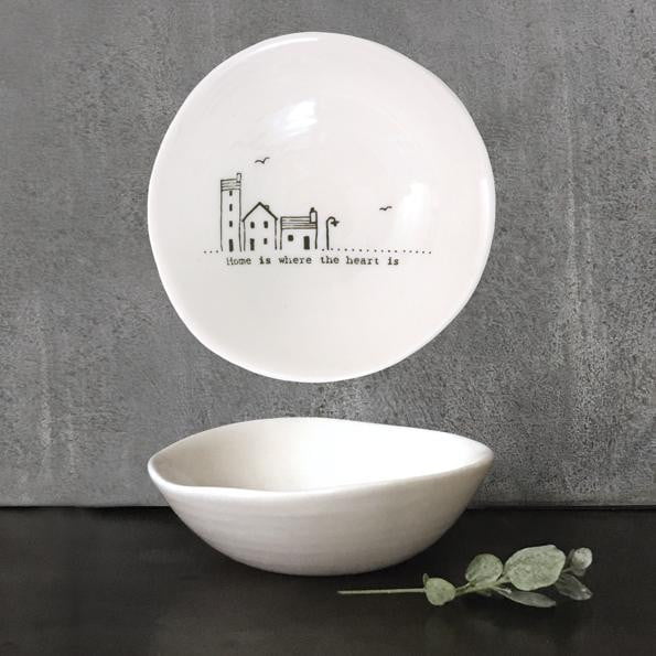East of India Medium Wobbly Porcelain Bowl - Home is where the heart is (6023) - Hothouse