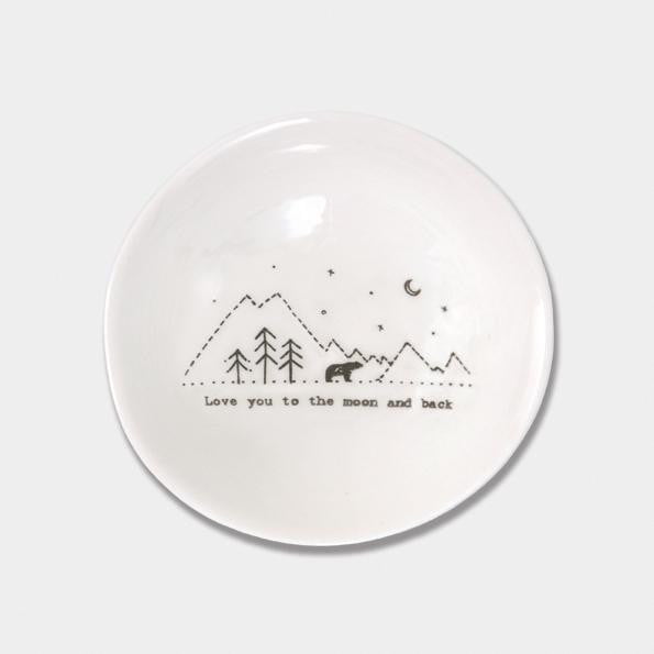 East of India Medium Wobbly Porcelain Bowl - Love you to the moon and back (6025) - Hothouse