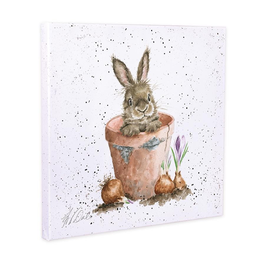 Wrendale Designs 'The Flower Pot' Bunny 20cm Canvas Print - Hothouse