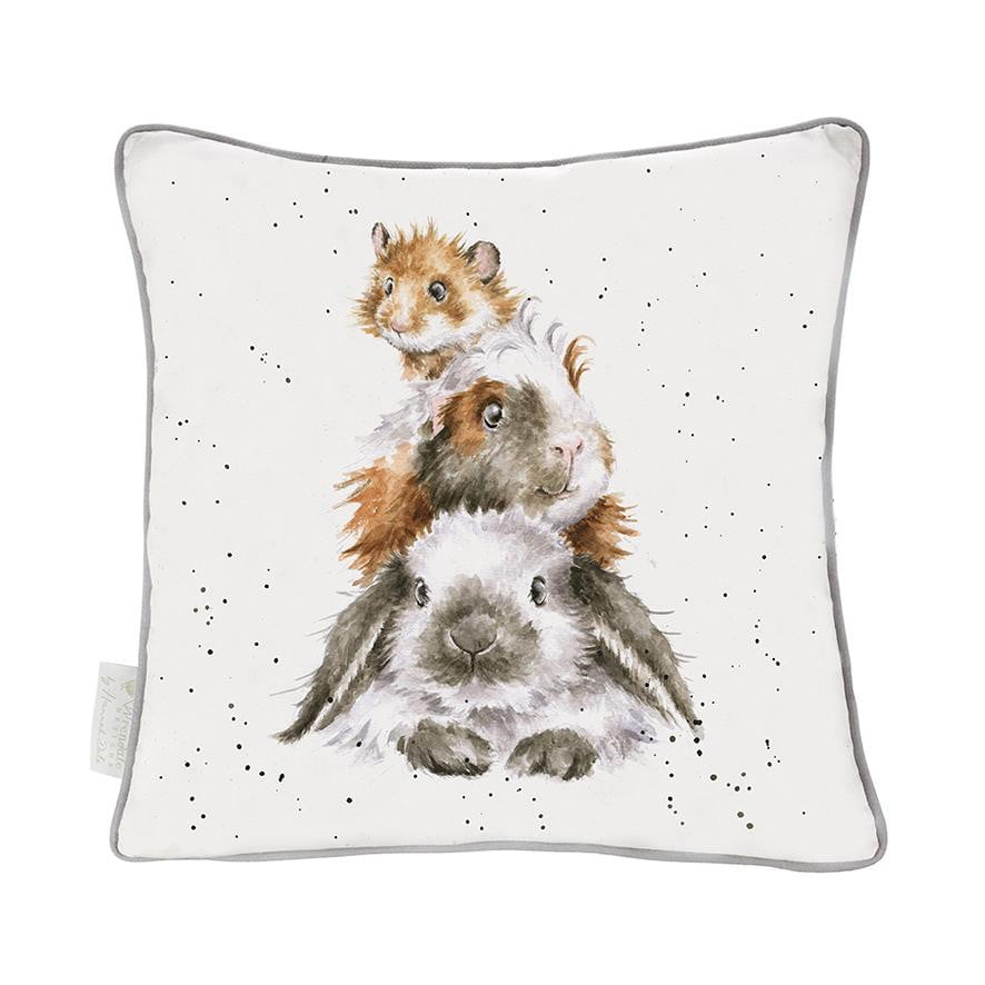 Wrendale Designs - 'Piggy in the Middle' Rabbit, Guinea Pig and Hamster Cushion - Hothouse