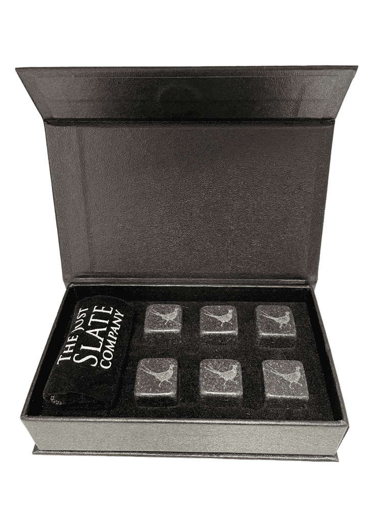 The Just Slate Company - Set of 6 Pheasant Engraved Whiskey Stones