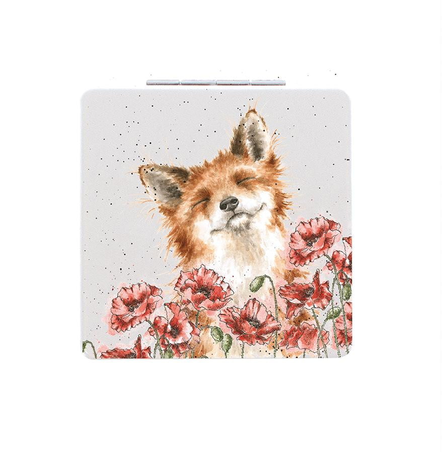 Wrendale Designs 'Poppy Fields' Fox Compact Mirror - Hothouse