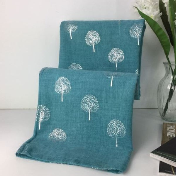 Turquoise Mulberry Tree of Life Scarf