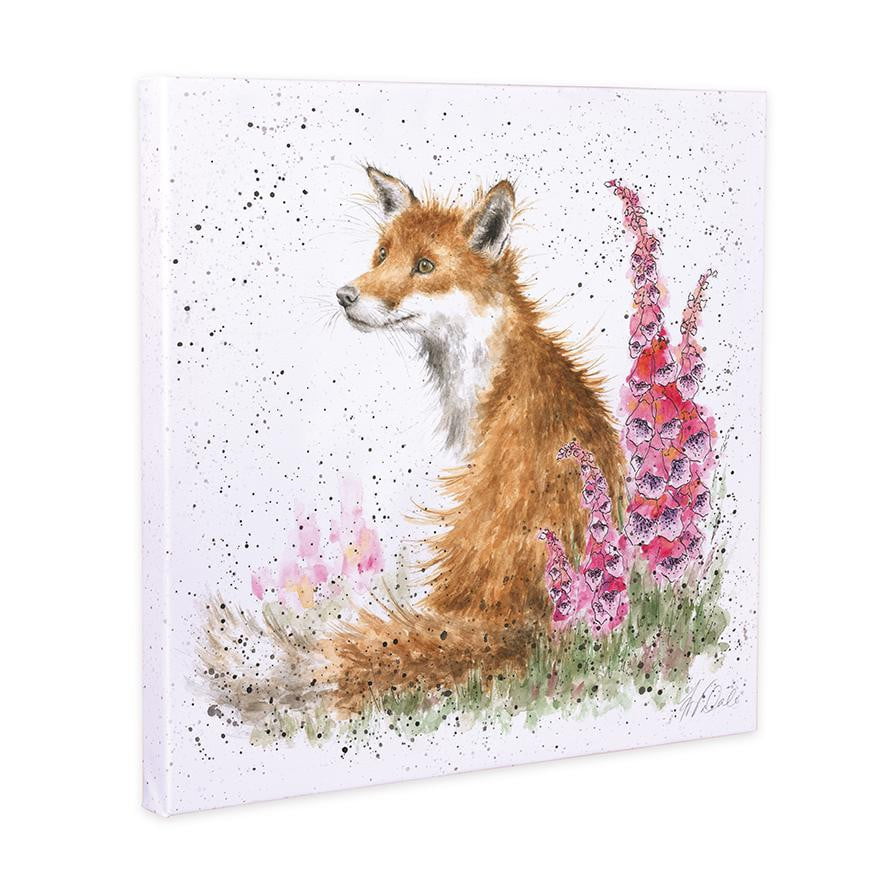Wrendale Designs 'Foxgloves' Fox 20cm Canvas Print - Hothouse