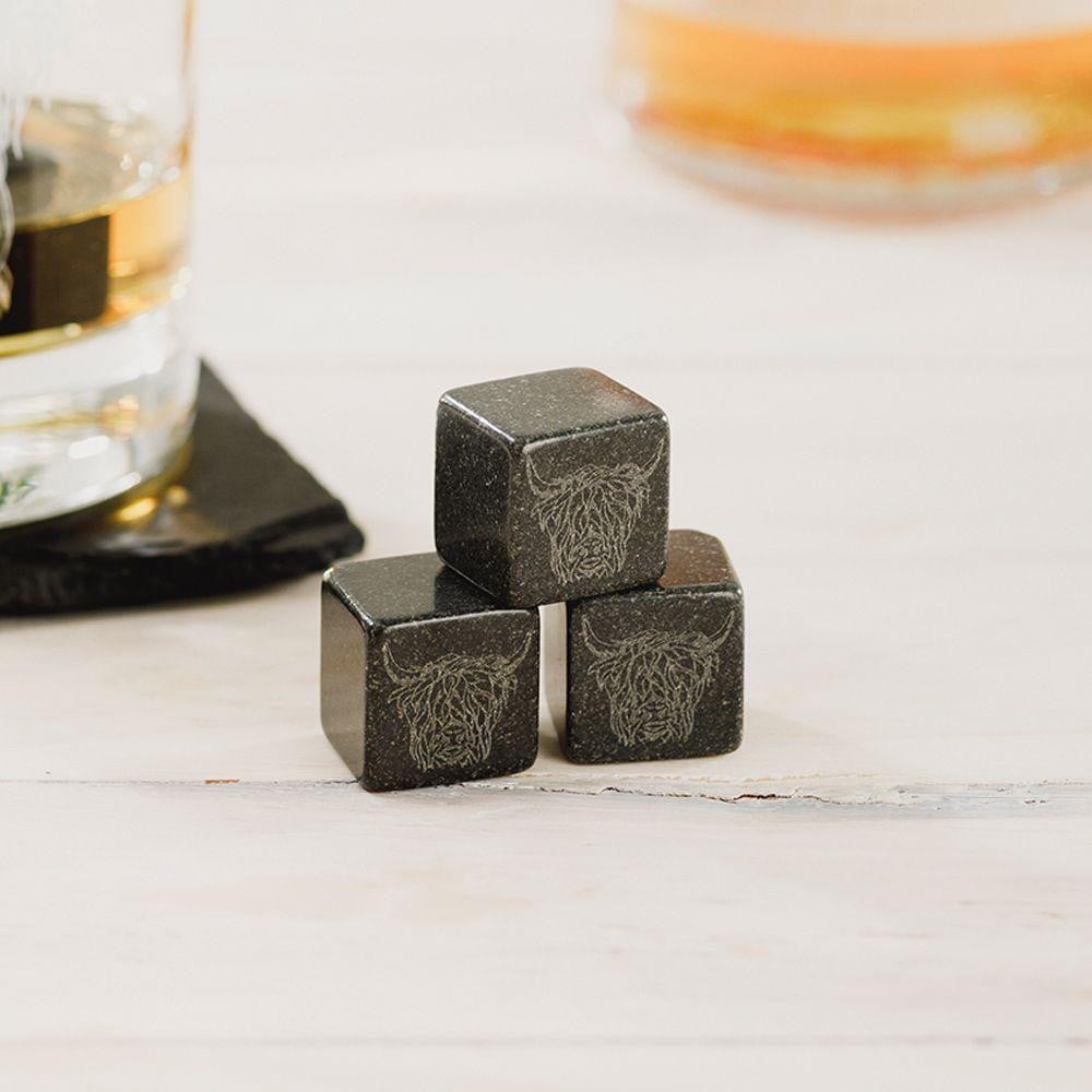 The Just Slate Company - Set of 6 Highland Cow Engraved Whiskey Stones - Hothouse
