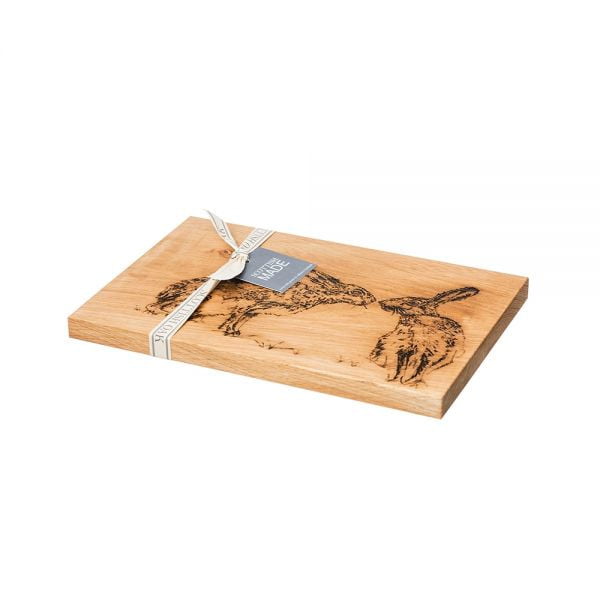 Scottish Made - Etched Kissing Hares Oak Serving Board 30cm - Hothouse