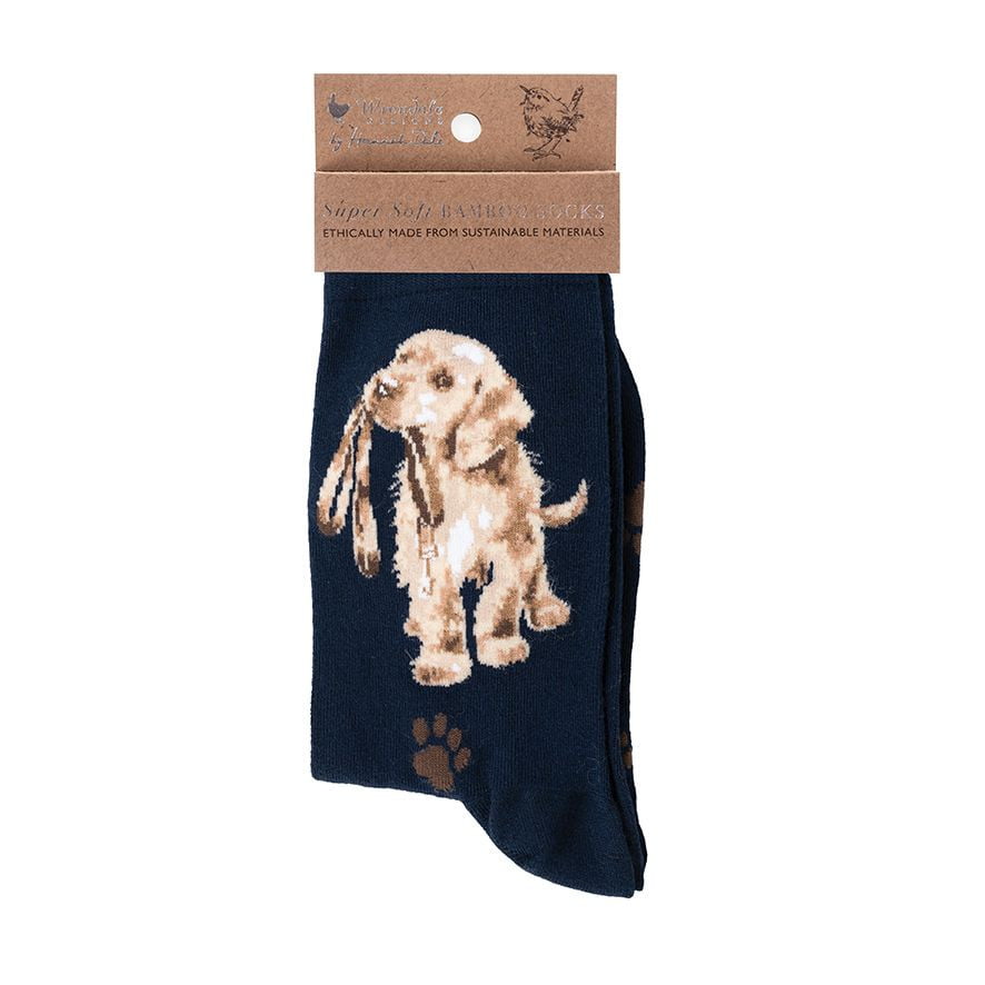 Wrendale Designs Navy 'Hopeful' Labrador Bamboo Socks - Hothouse