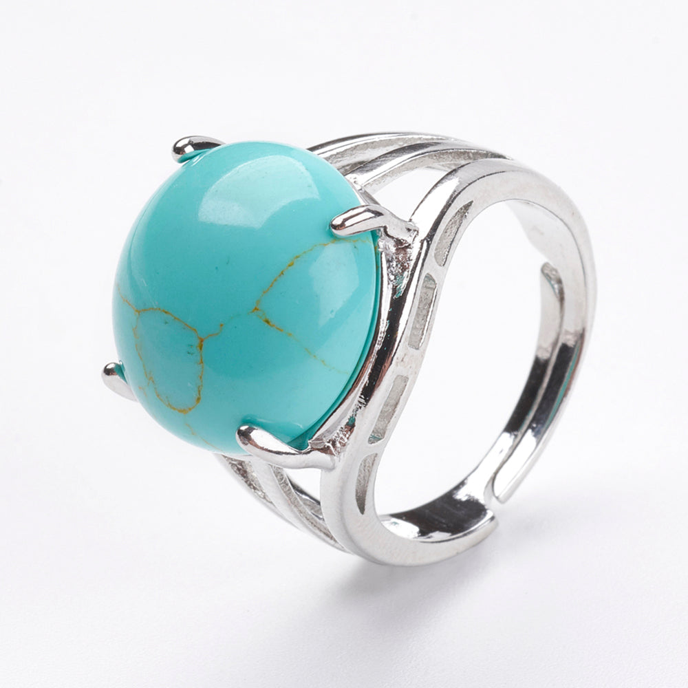 Turquoise Round Adjustable Ring