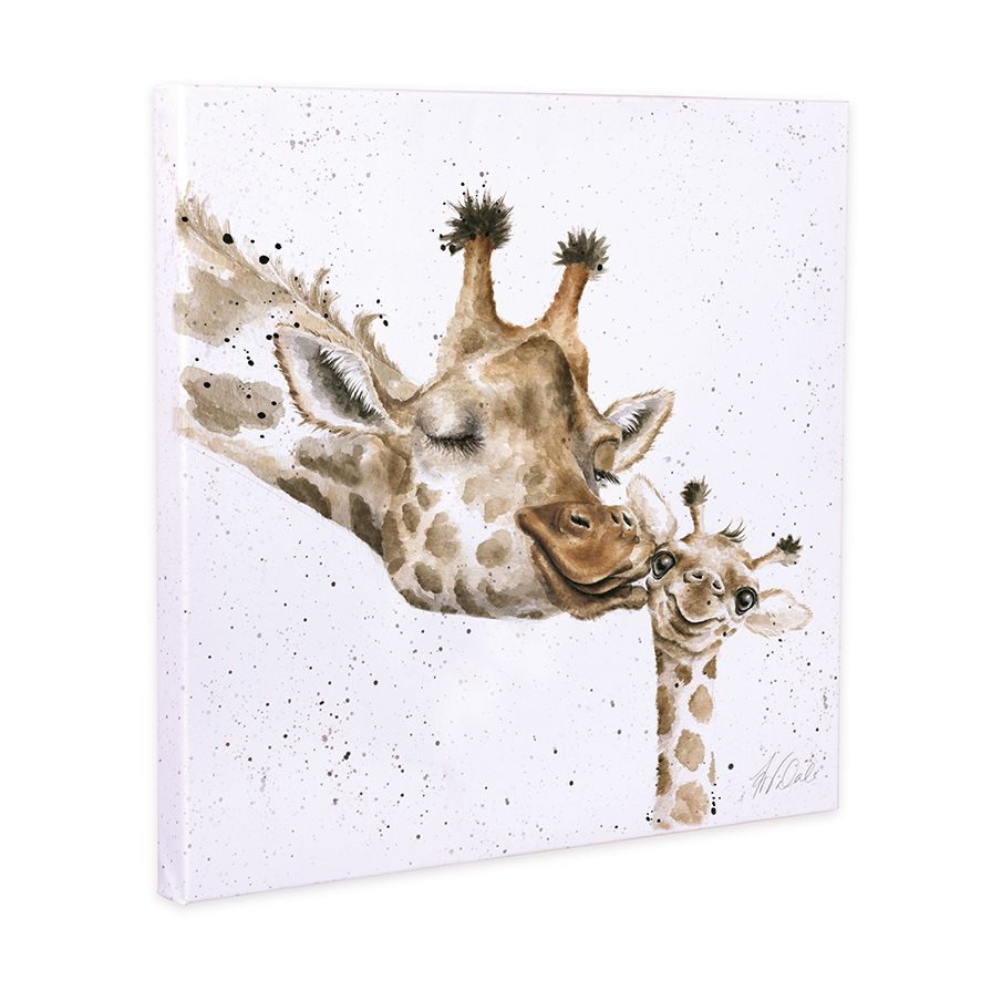 Wrendale Designs - 'First Kiss' Giraffe 20cm Canvas Print